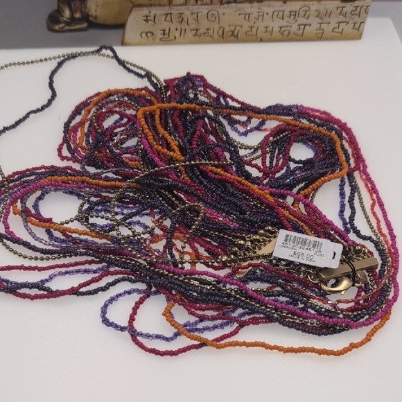 Chicos Purple and Pink Multi-Strand Necklace with Cascading Effect - Picture 8 of 9